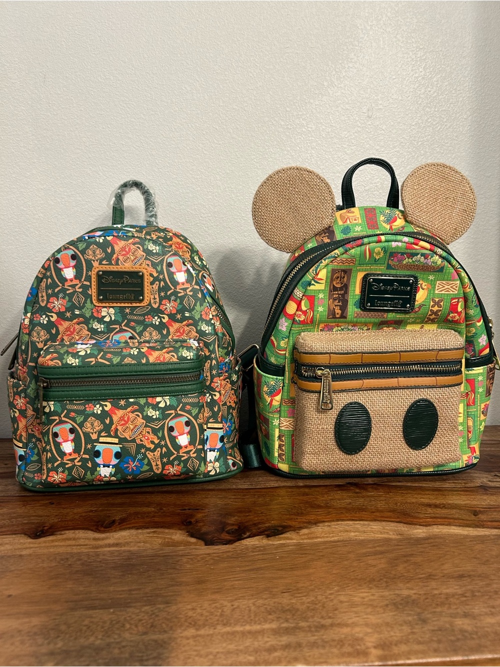 Disney Kids Green Patterned Mini Backpacks with Mickey Ear Accent